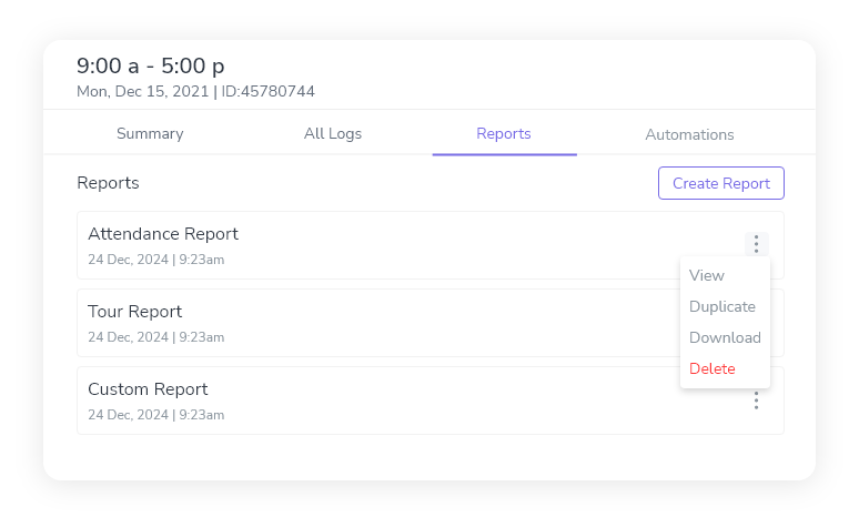 Shift & Attendance Reports